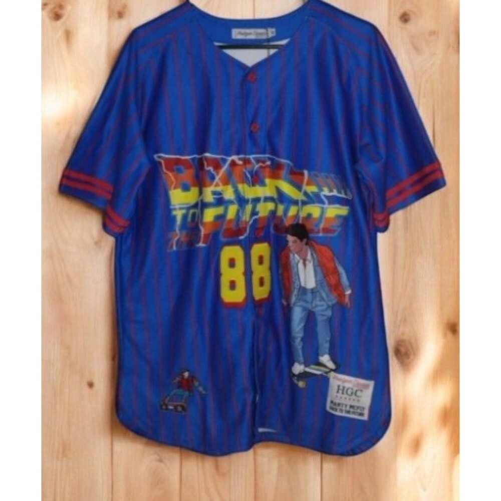 Marty McFly Flashback Baseball Jersey Med. Headgear Classics (Retail: $120) NEW